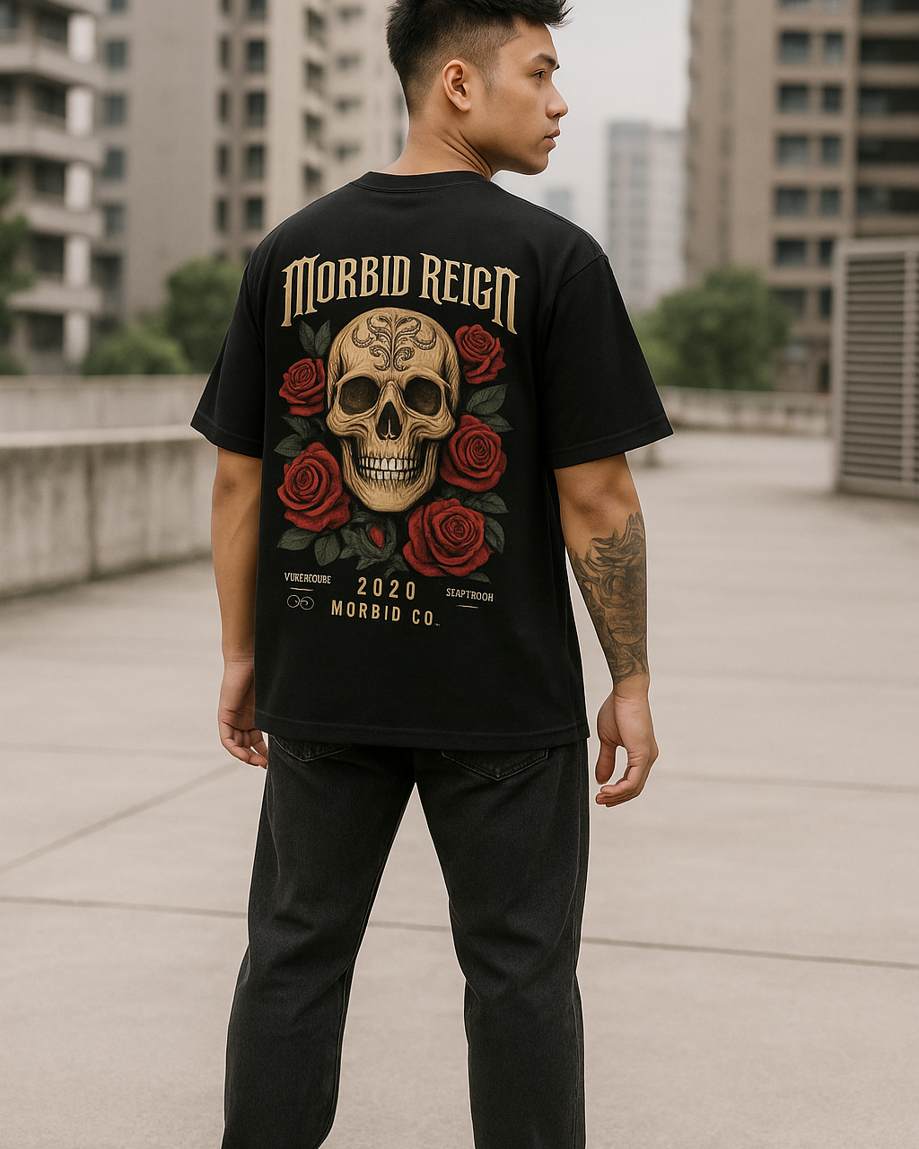 Rose skull Oversized T-shirt