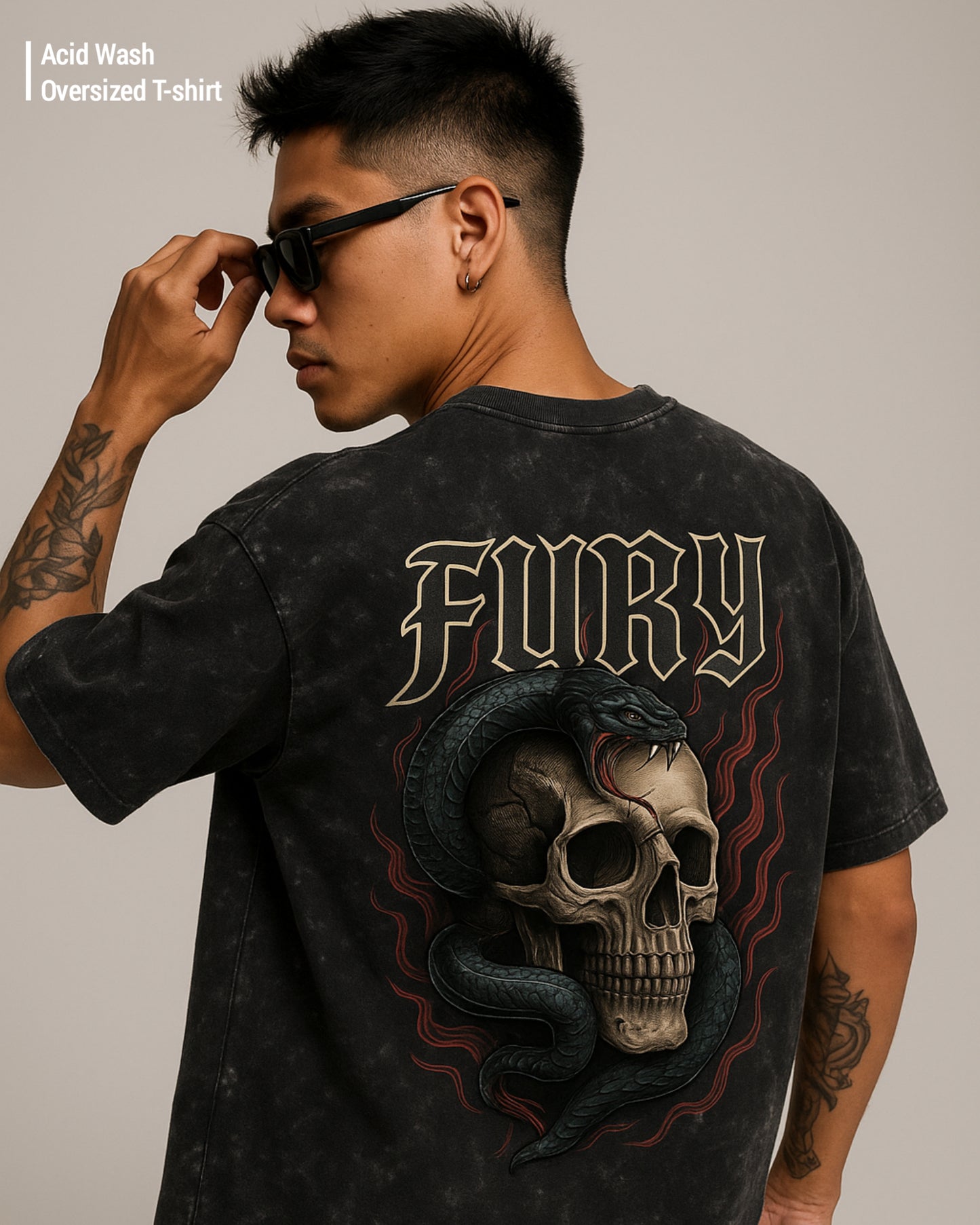Snake Skull Acid Oversized T-shirt